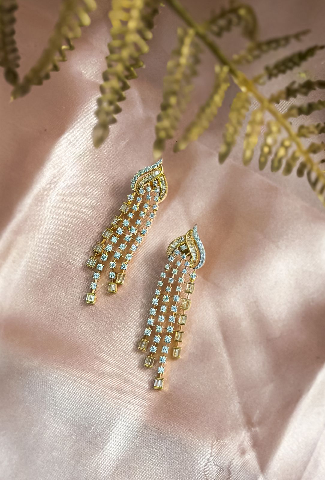 Triple Radiance: American Diamond Earrings